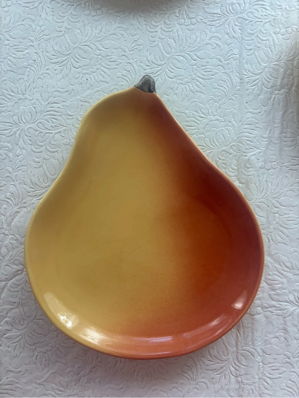 Set of 4 Vintage Pottery Barn Yellow-Orange Pear-Shaped Ceramic Serving Plates